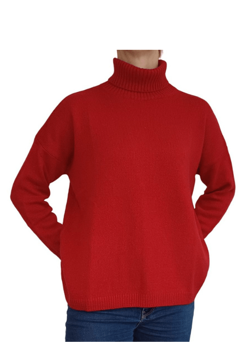 Maglia Donna Over Collo Alto Cashmere Rigenerato - Lanaioli Maglieria Filiera Corta Sostenibile & Filati Naturali