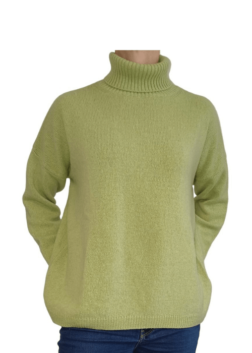 Maglia Donna Over Collo Alto Cashmere Rigenerato - Lanaioli Maglieria Filiera Corta Sostenibile & Filati Naturali