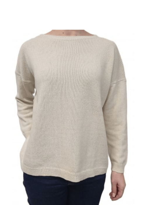 Maglia Donna Over Scollo Barca Cashmere Rigenerato - Lanaioli Maglieria Filiera Corta Sostenibile & Filati Naturali