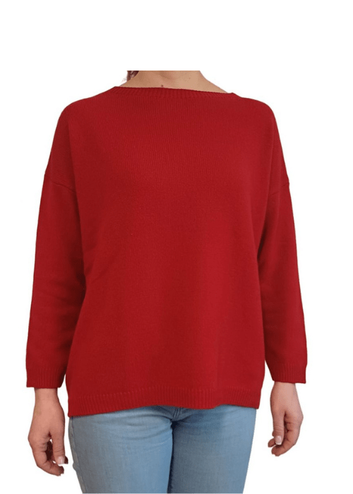 Maglia Donna Over Scollo Barca Cashmere Rigenerato - Lanaioli Maglieria Filiera Corta Sostenibile & Filati Naturali