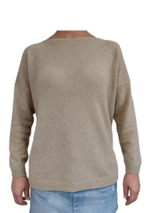 Maglia Donna Over Scollo Barca Cashmere Rigenerato - Lanaioli Maglieria Filiera Corta Sostenibile & Filati Naturali