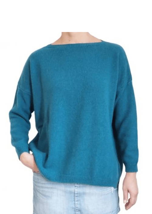 Maglia Donna Over Scollo Barca Cashmere Rigenerato - Lanaioli Maglieria Filiera Corta Sostenibile & Filati Naturali