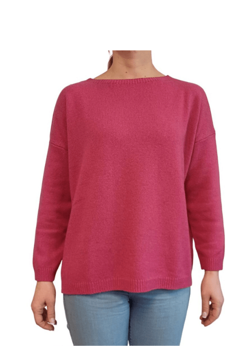 Maglia Donna Over Scollo Barca Cashmere Rigenerato - Lanaioli Maglieria Filiera Corta Sostenibile & Filati Naturali
