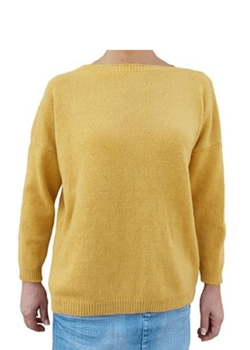 Maglia Donna Over Scollo Barca Cashmere Rigenerato - Lanaioli Maglieria Filiera Corta Sostenibile & Filati Naturali
