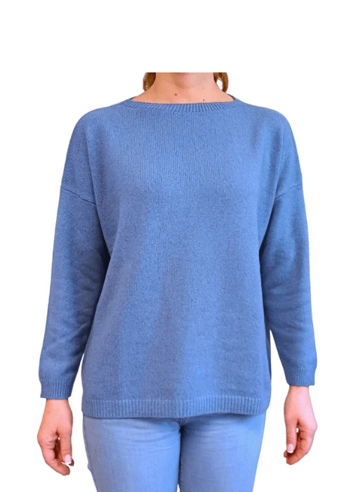 Maglia Donna Over Scollo Barca Cashmere Rigenerato - Lanaioli Maglieria Filiera Corta Sostenibile & Filati Naturali