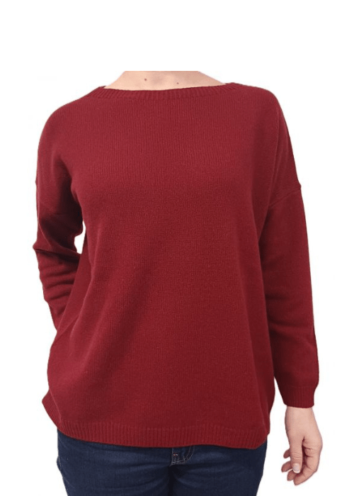 Maglia Donna Over Scollo Barca Cashmere Rigenerato - Lanaioli Maglieria Filiera Corta Sostenibile & Filati Naturali