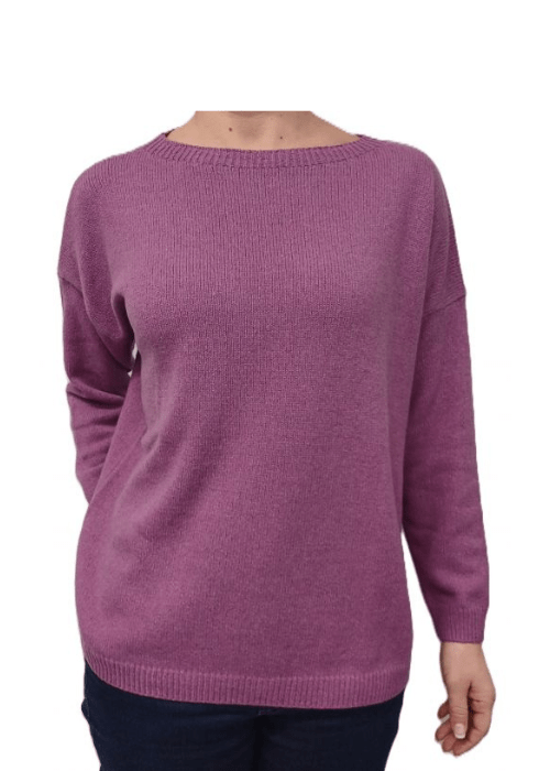 Maglia Donna Over Scollo Barca Cashmere Rigenerato - Lanaioli Maglieria Filiera Corta Sostenibile & Filati Naturali