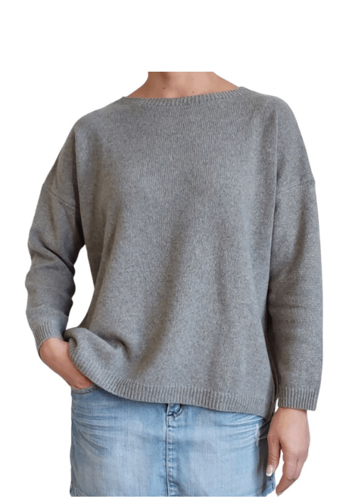 Maglia Donna Over Scollo Barca Cashmere Rigenerato - Lanaioli Maglieria Filiera Corta Sostenibile & Filati Naturali