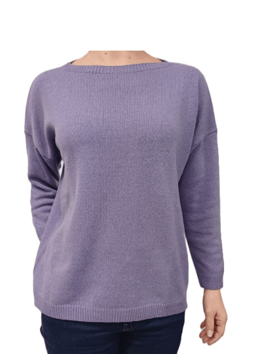 Maglia Donna Over Scollo Barca Cashmere Rigenerato - Lanaioli Maglieria Filiera Corta Sostenibile & Filati Naturali