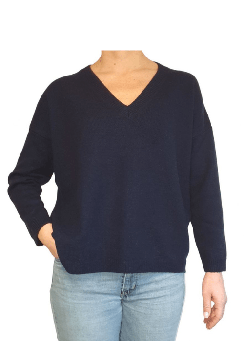 Maglia Donna Over Scollo a V Cashmere Rigenerato - Lanaioli Maglieria Filiera Corta Sostenibile & Filati Naturali