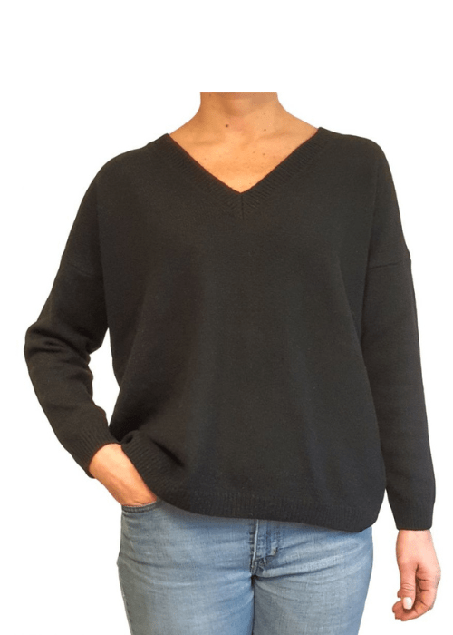 Maglia Donna Over Scollo a V Cashmere Rigenerato - Lanaioli Maglieria Filiera Corta Sostenibile & Filati Naturali