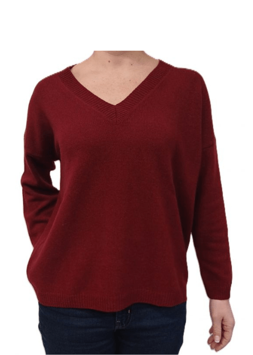 Maglia Donna Over Scollo a V Cashmere Rigenerato - Lanaioli Maglieria Filiera Corta Sostenibile & Filati Naturali