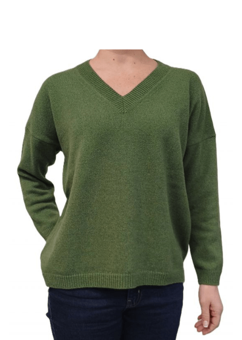 Maglia Donna Over Scollo a V Cashmere Rigenerato - Lanaioli Maglieria Filiera Corta Sostenibile & Filati Naturali