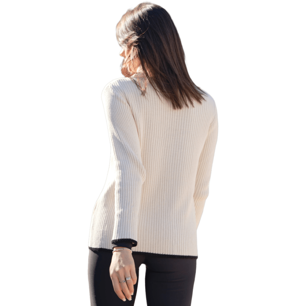 Maglia Donna a Coste Collo Alto Lana Merino Extrafine - Lanaioli Maglieria Filiera Corta Sostenibile & Filati Naturali