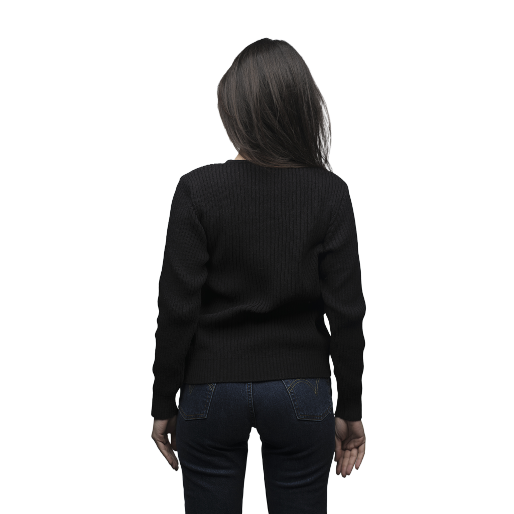 Maglia Donna a Coste Girocollo Lana Merino Filiera Corta