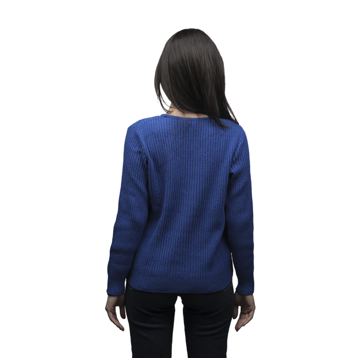 Maglia Donna a Coste Girocollo Lana Merino Filiera Corta