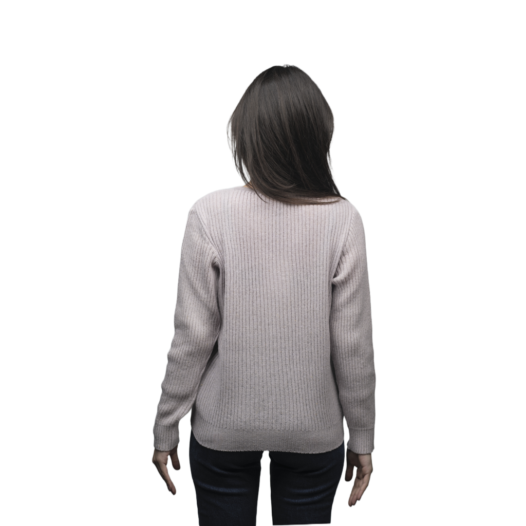 Maglia Donna a Coste Girocollo Lana Merino Filiera Corta