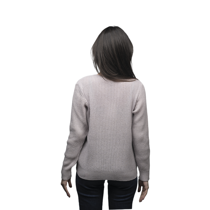 Maglia Donna a Coste Girocollo Lana Merino Filiera Corta