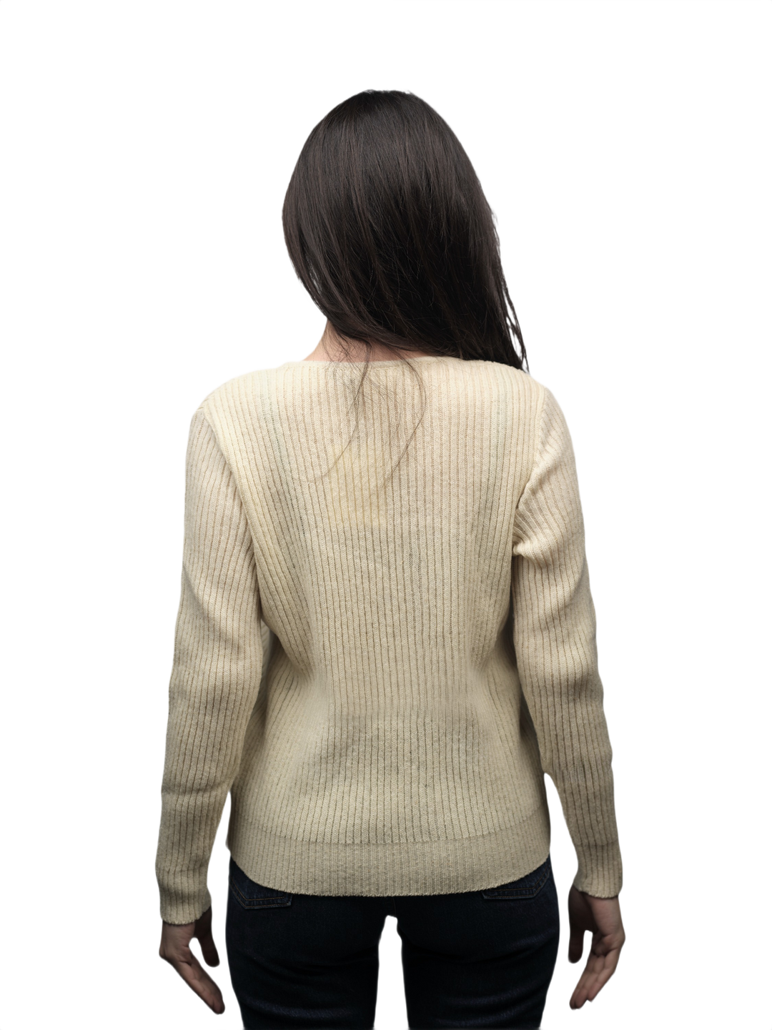 Maglia Donna a Coste Girocollo Lana Merino Filiera Corta