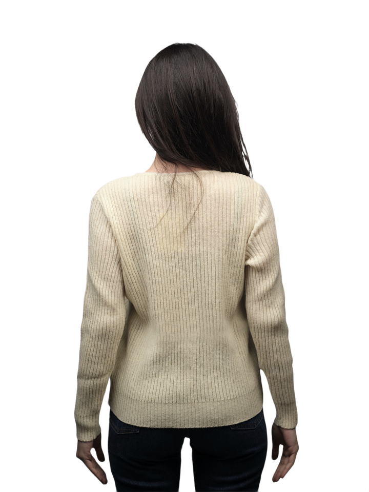 Maglia Donna a Coste Girocollo Lana Merino Filiera Corta