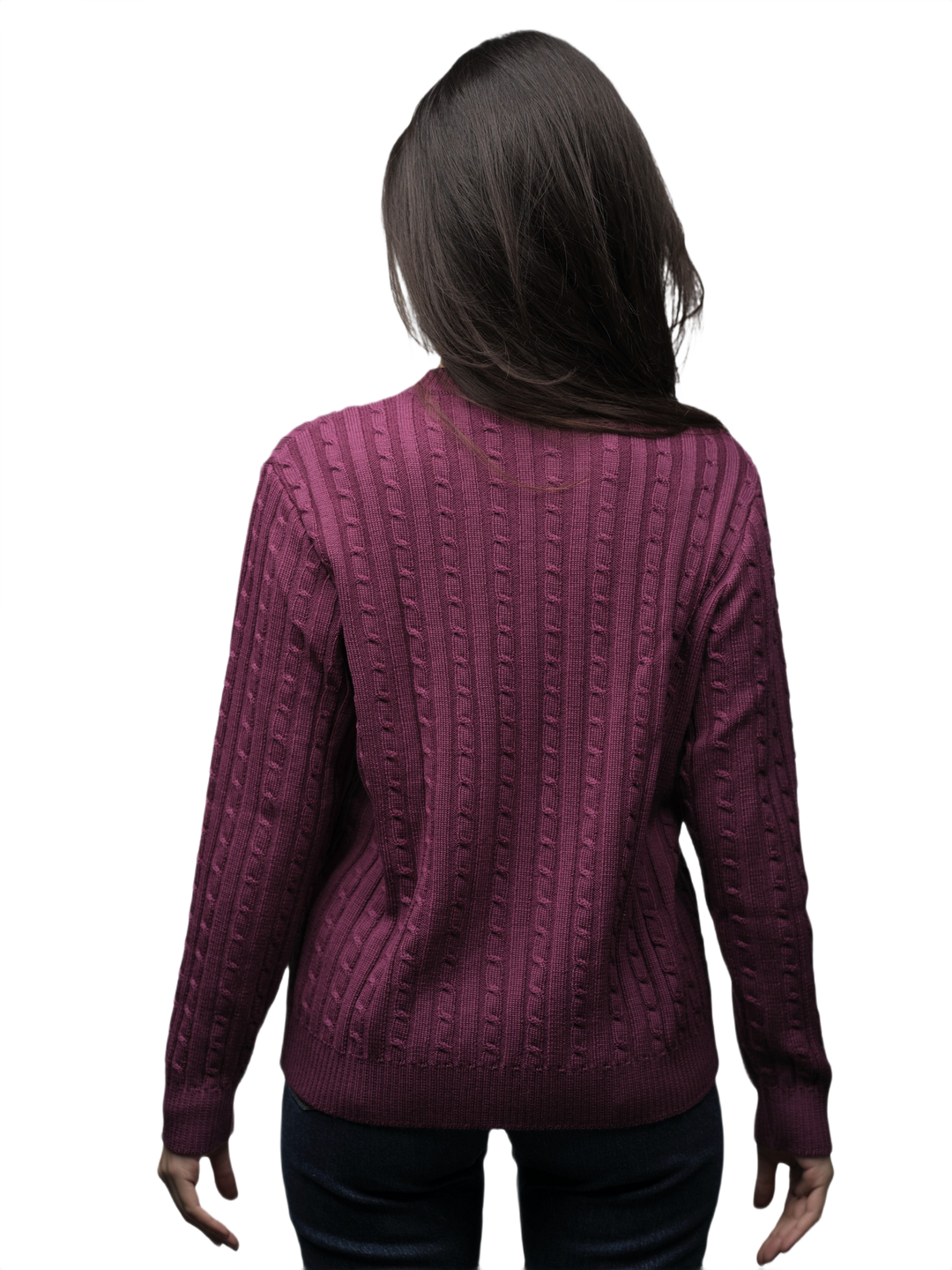 Maglia Donna a Trecce Girocollo in Lana Merino