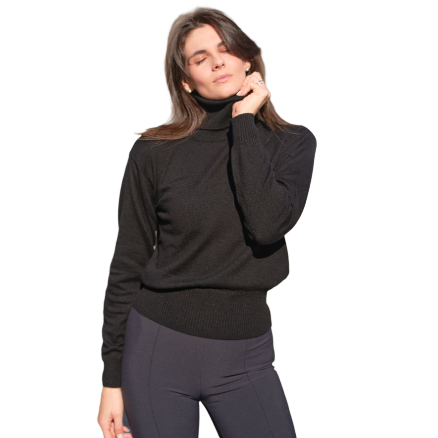 Maglia donna collo alto puro cashmere