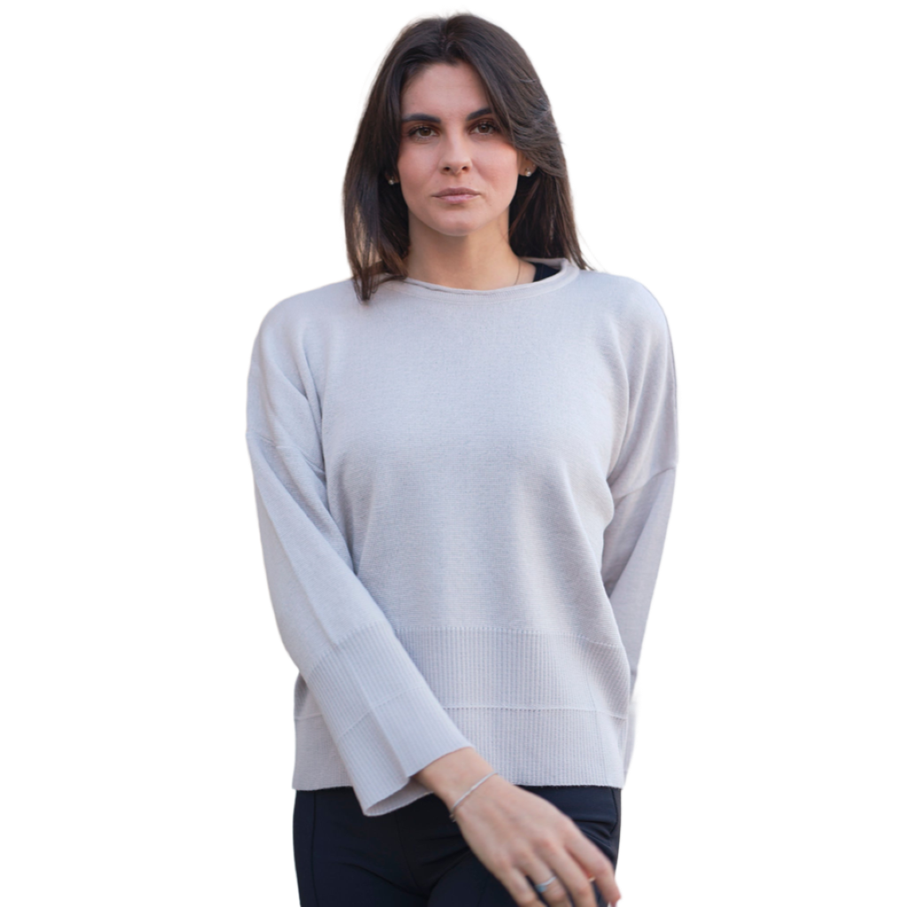 Maglia donna over girocollo lana merino