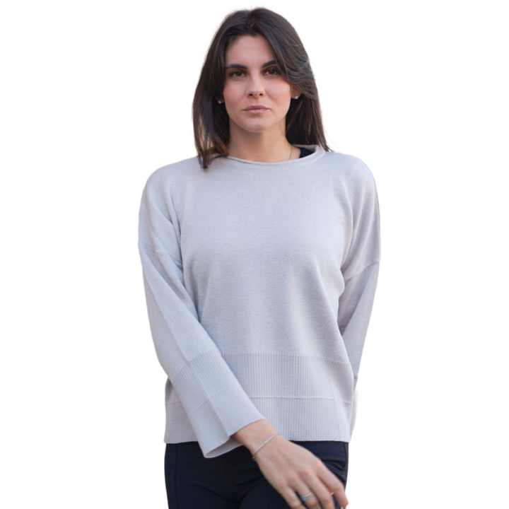 Maglia donna over girocollo lana merino