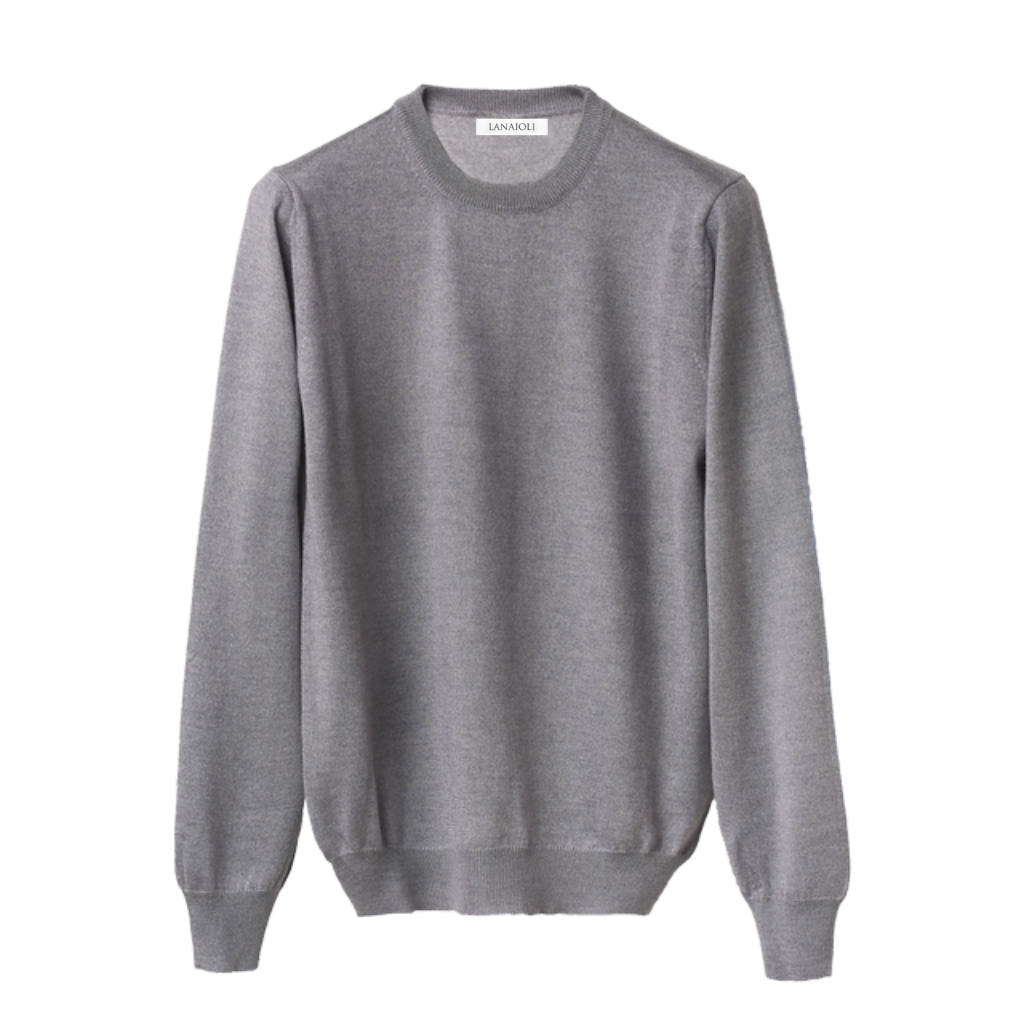 Pull col rond homme en mélange de Cachemire, Soie et Laine Mérinos Extrafine