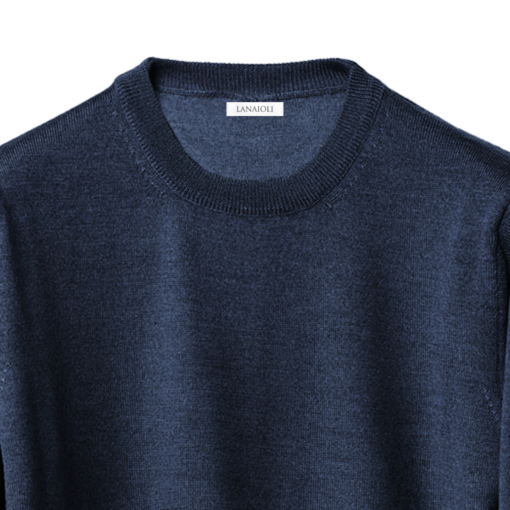 Pull col rond homme en mélange de Cachemire, Soie et Laine Mérinos Extrafine
