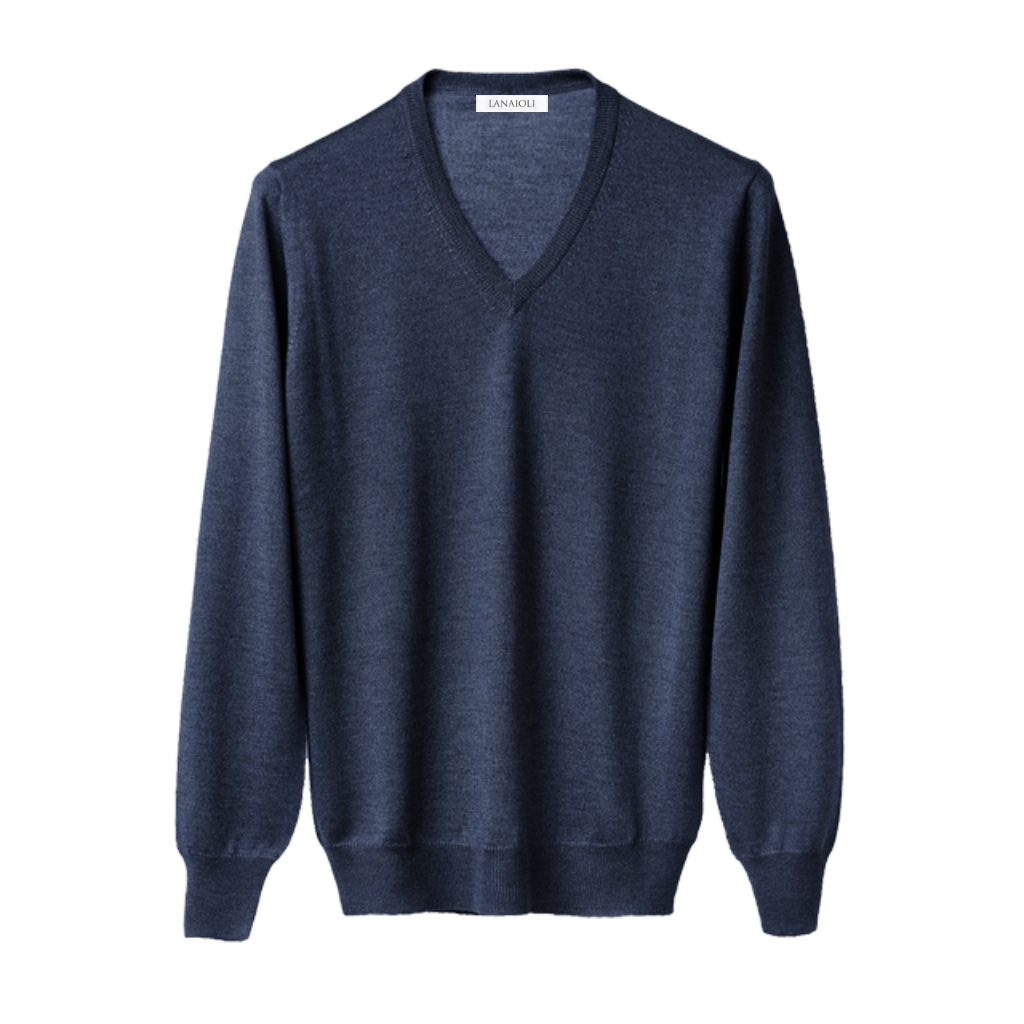 Men's V-neck sweater in Cashmere, Silk and Extrafine Merino Wool blend