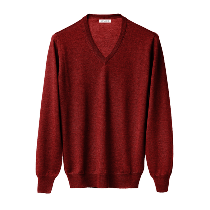 Men's V-neck sweater in Cashmere, Silk and Extrafine Merino Wool blend