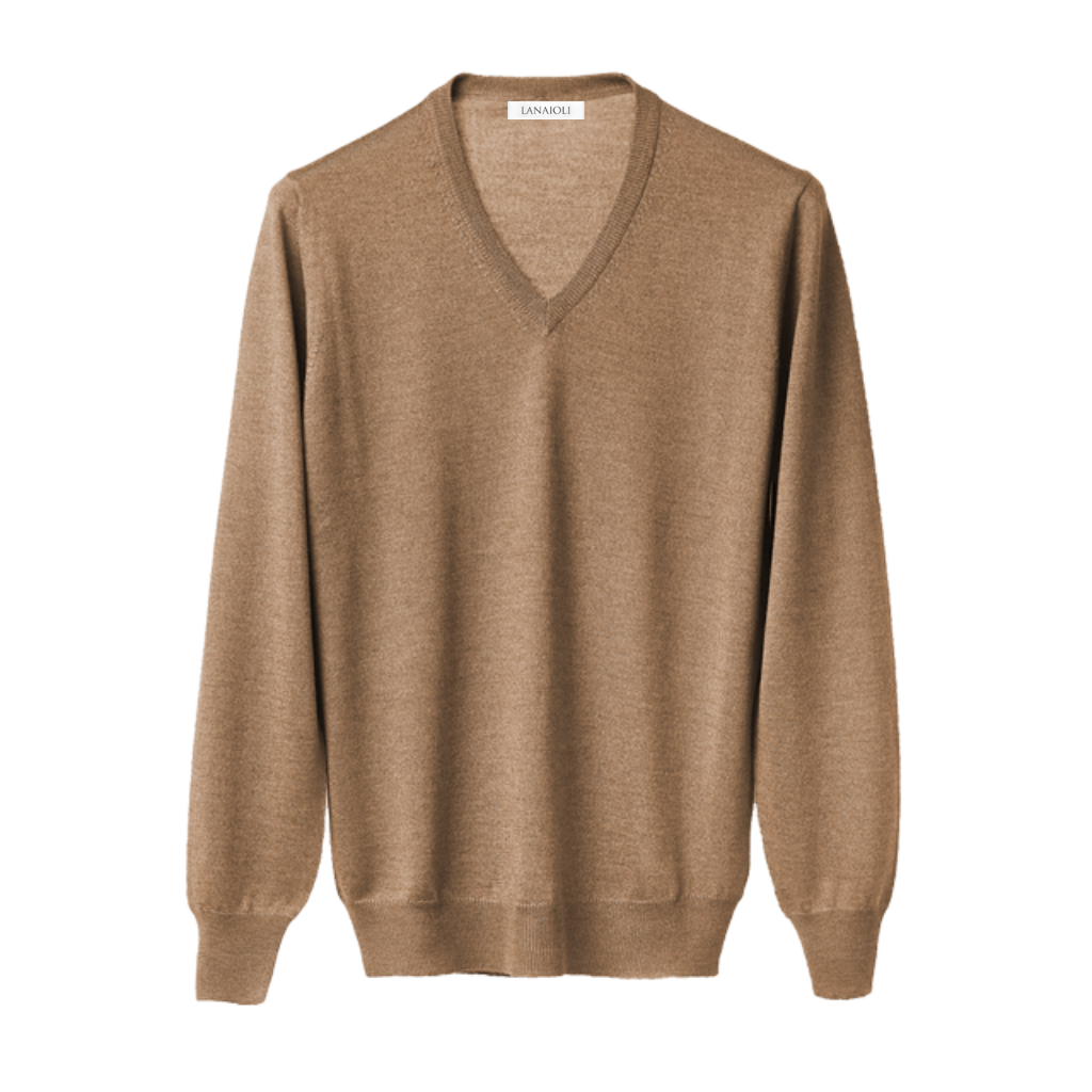 Men's V-neck sweater in Cashmere, Silk and Extrafine Merino Wool blend