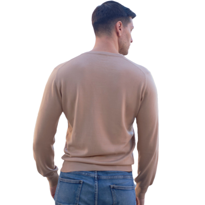 Men's V-neck sweater in Cashmere, Silk and Extrafine Merino Wool blend