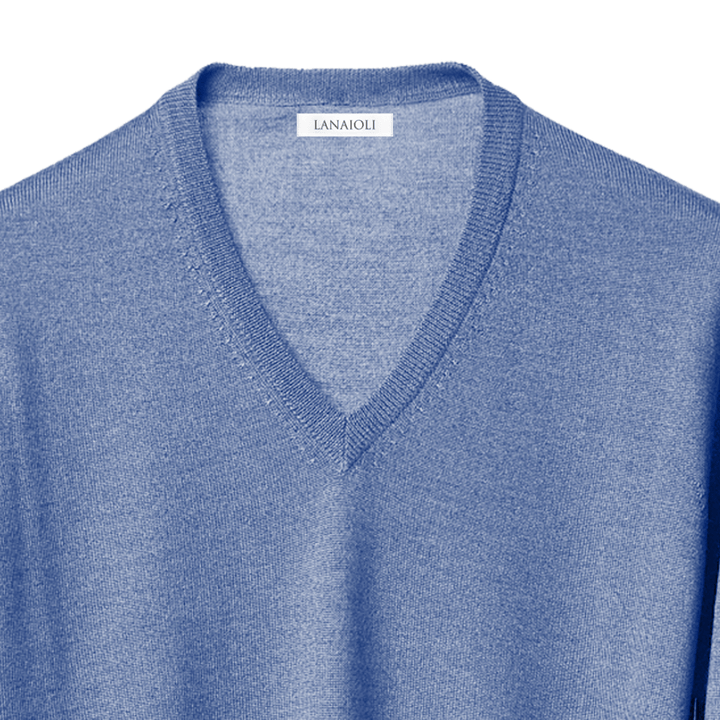 Maglia Uomo in misto Cashmere, Seta e Lana Merino Extrafine Scollo a V - Lanaioli Maglieria Filiera Corta Sostenibile & Filati Naturali