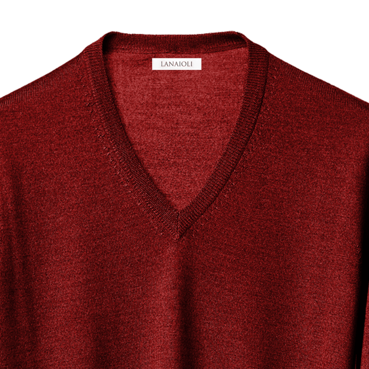 Maglia Uomo in misto Cashmere, Seta e Lana Merino Extrafine Scollo a V - Lanaioli Maglieria Filiera Corta Sostenibile & Filati Naturali