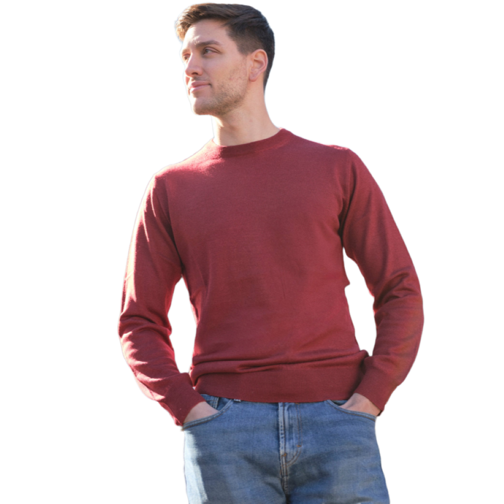 Maglia Uomo in misto Cashmere, Seta e Lana Merino Extrafine Girocollo