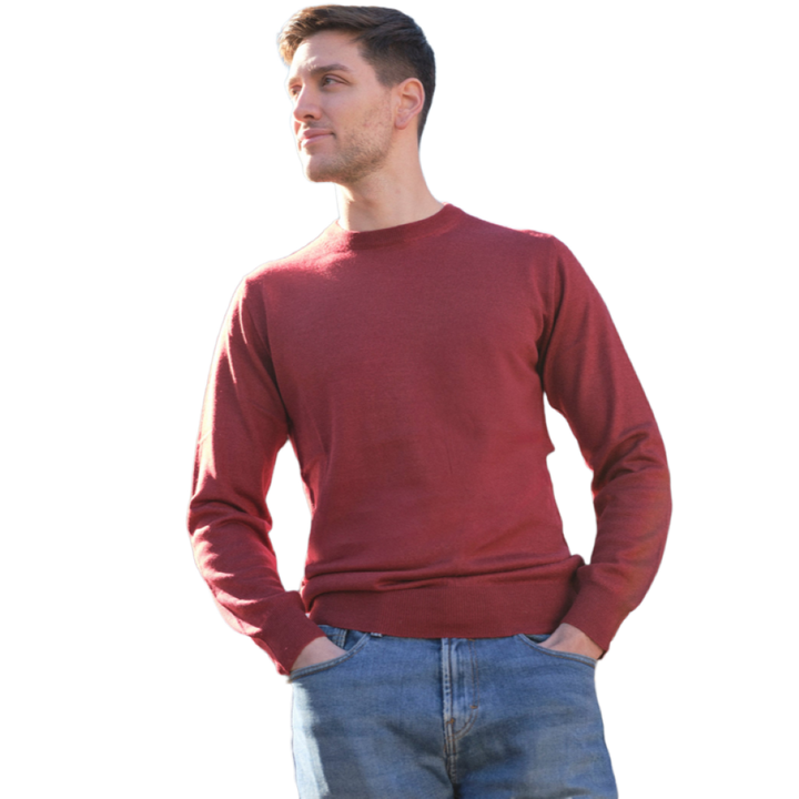 Maglia Uomo in misto Cashmere, Seta e Lana Merino Extrafine Girocollo