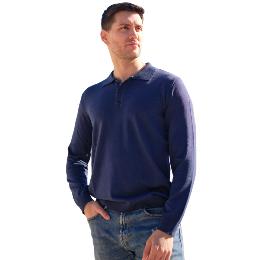 Maglia uomo leggera lana merino extrafine tipo Polo