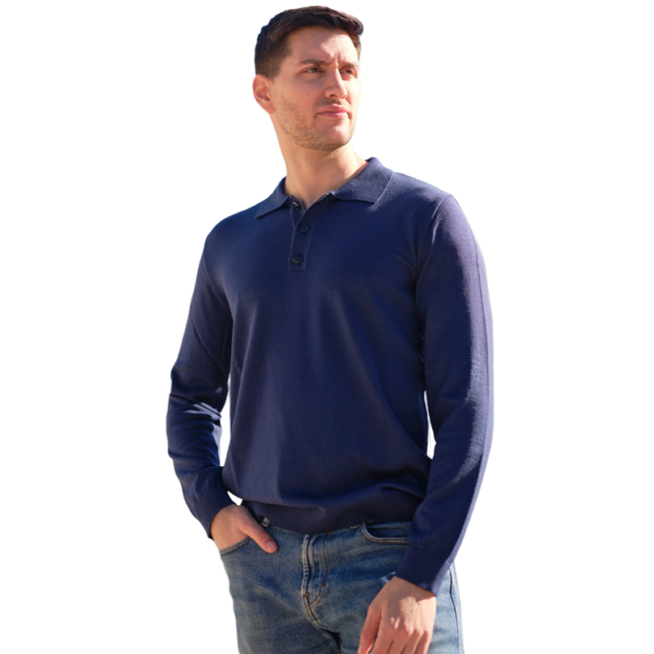 Maglia uomo leggera lana merino extrafine tipo Polo