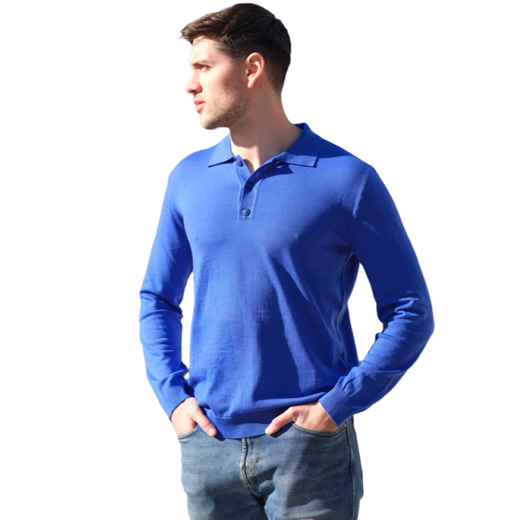 Maglia uomo leggera lana merino extrafine tipo Polo