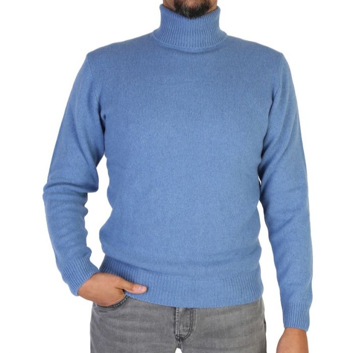 Men's High Neck Regenerated Cashmere Sweater, Gauge 7