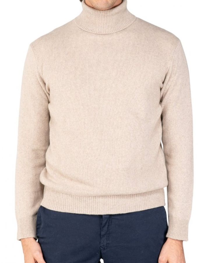 Men's High Neck Regenerated Cashmere Sweater, Gauge 7