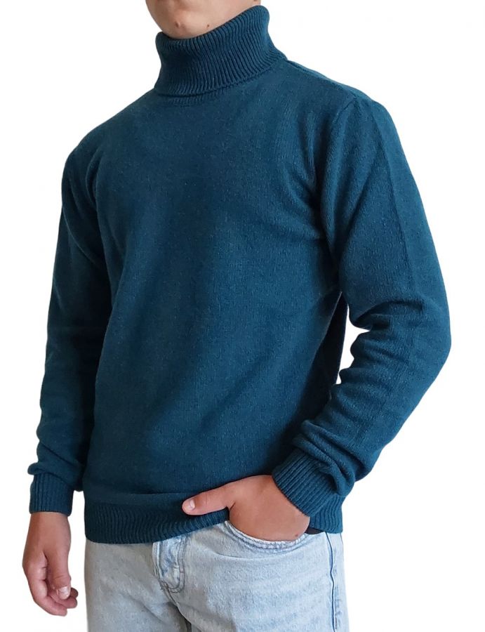 Men's High Neck Regenerated Cashmere Sweater, Gauge 7