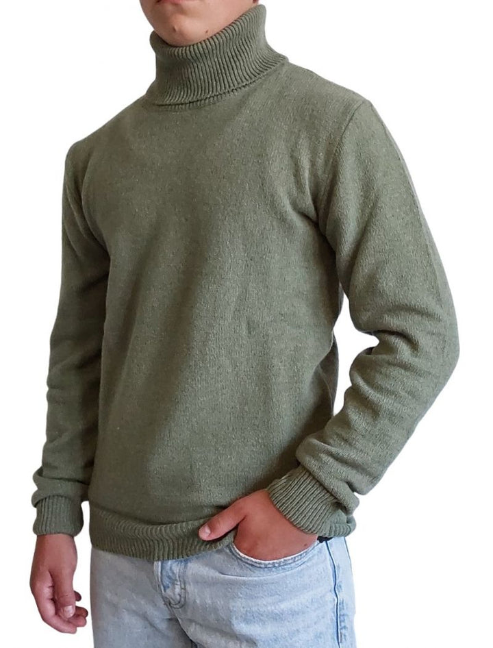 Hochgeschlossener Herrenpullover aus regeneriertem Kaschmir, Gauge 7