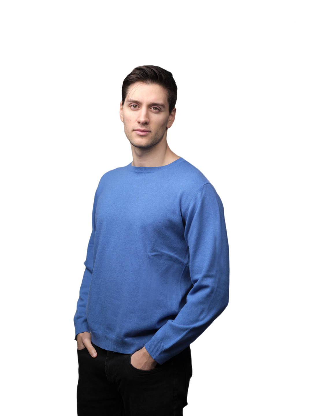 Pull homme en cachemire régénéré col rond