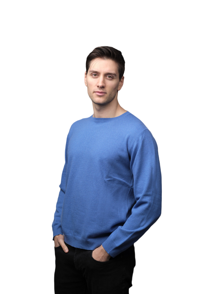 Pull homme en cachemire régénéré col rond