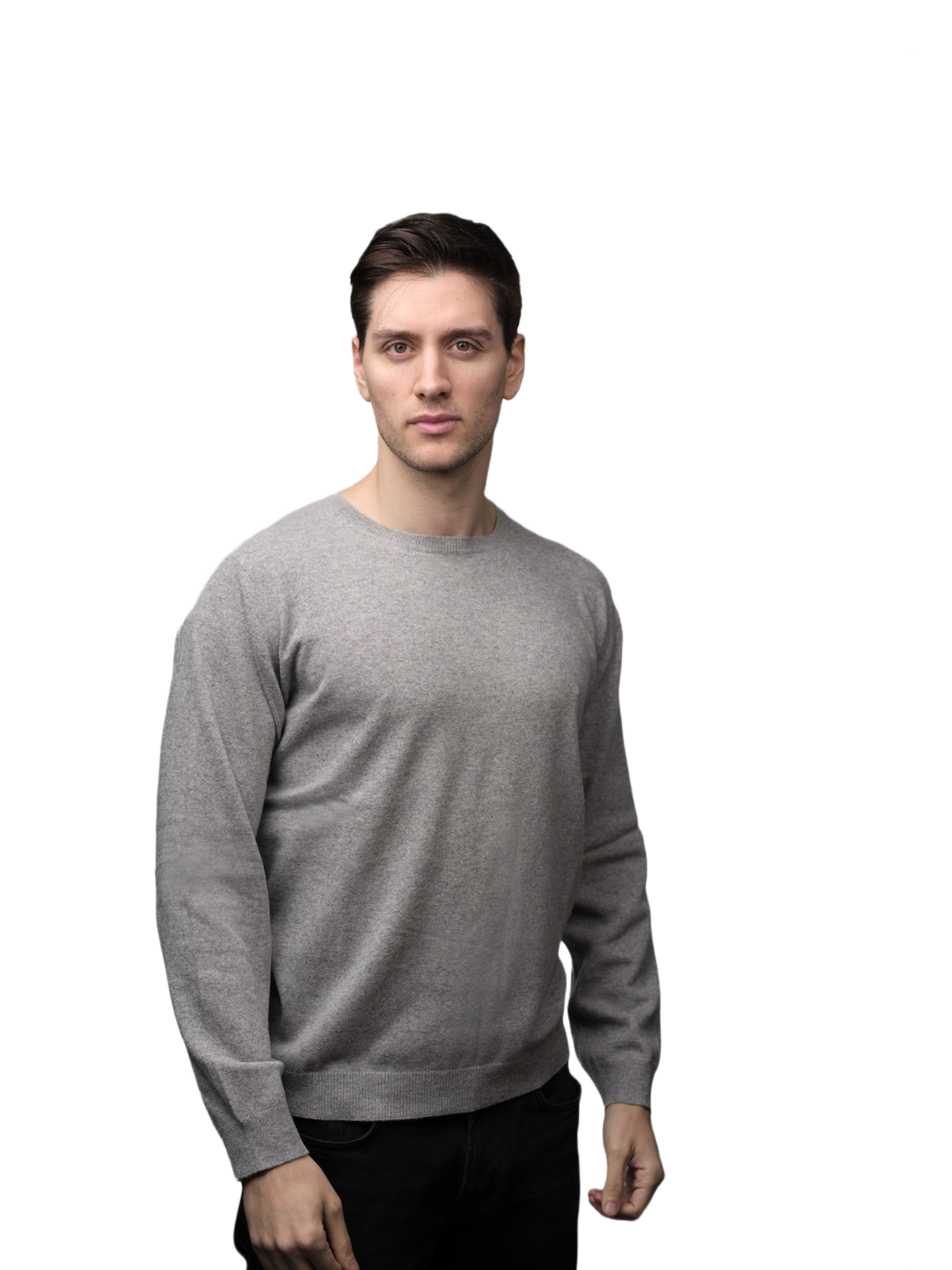 Pull homme en cachemire régénéré col rond