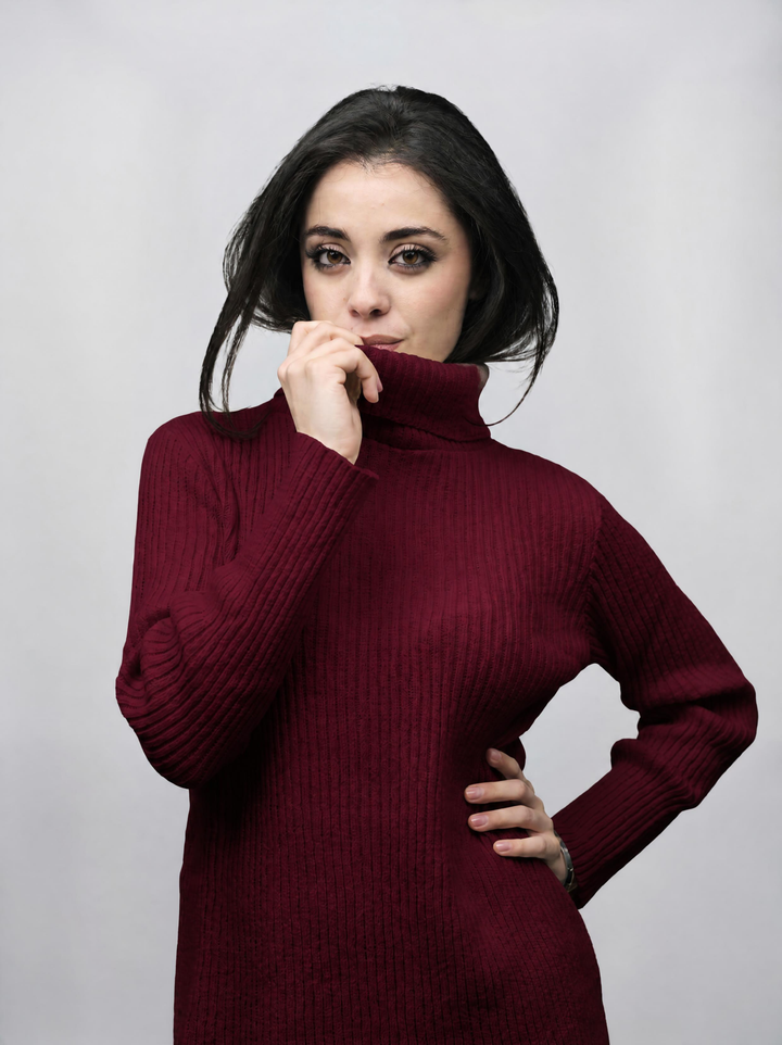 Women's High Neck Sweater Merino Wool Short Supply Chain
