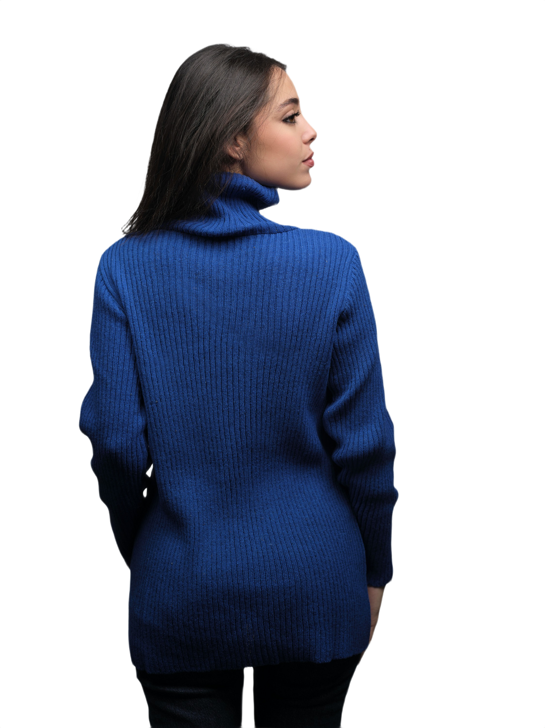 Pull Femme Col Montant Laine Mérinos Filature Courte